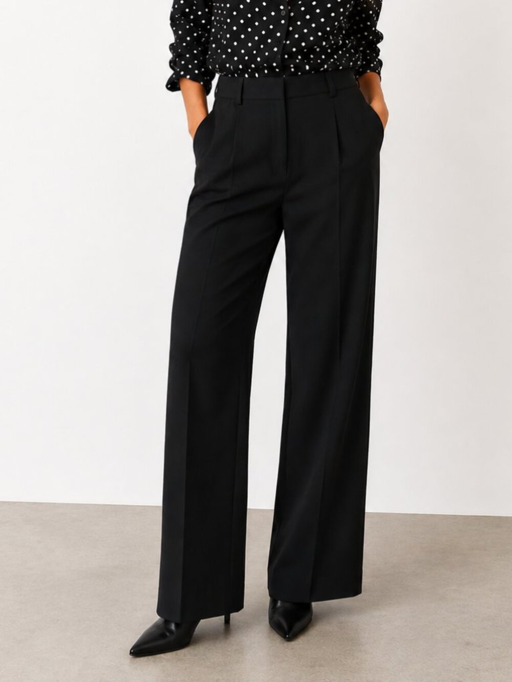 JONES NEW YORK Pleated Stretch Dress Pants Black High Rise Trousers Size 6 EUC